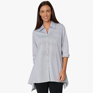 Stella Carakasi True Form Shirt in Gray Yarn Dye Stripe Size Small NEW